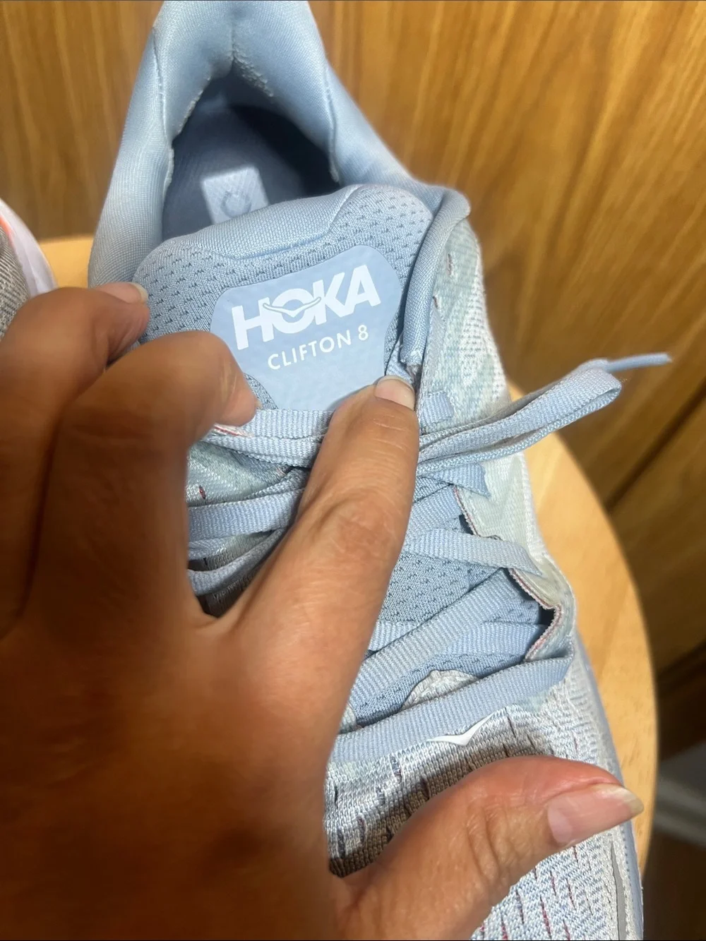 Hoka Women's Pale Blue Running Shoes with Mint Toe Accents